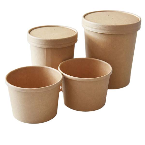 Disposable Food Container Waterproof Grease Proof Kraft Paper Soup