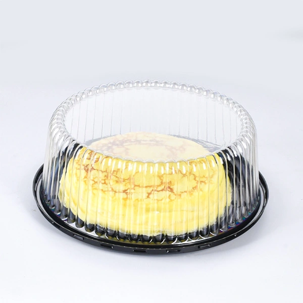 Lesui new box disposable black base clear dome cover 12 inches cake container carrying packaging